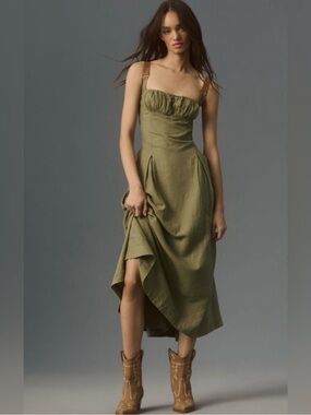 Anthropologie Utility Linen Blend Utility Dress